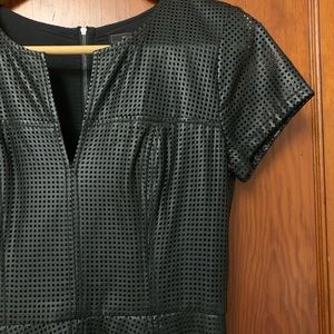 BCBG leather cutout a-line dress